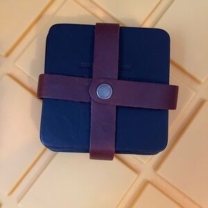 Portland Leather Goods Set of 6 Leather Coasters and Snap Case